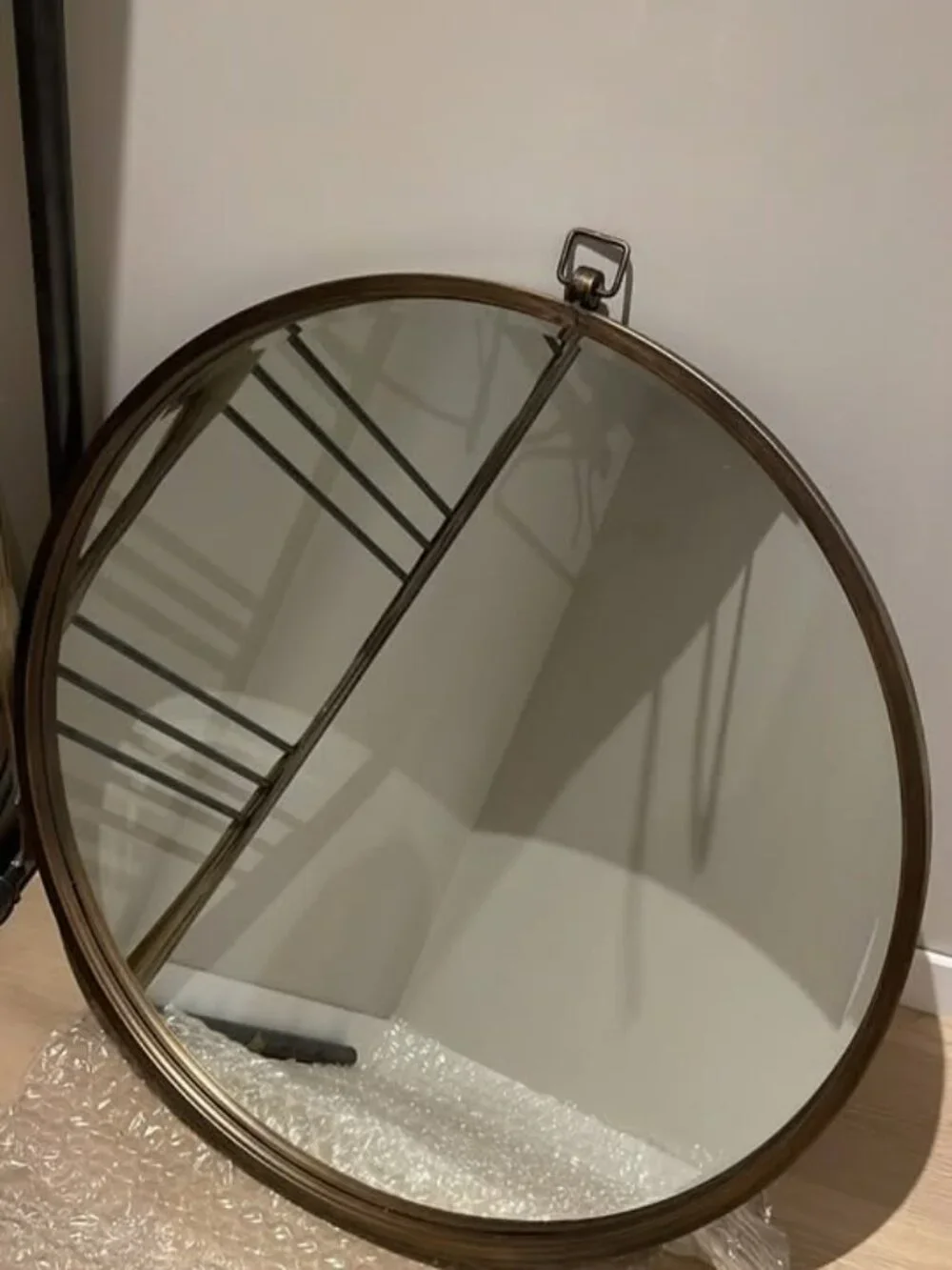 Joss & Main Beveled Circular Cast Iron Accent Mirror in Bronze Color